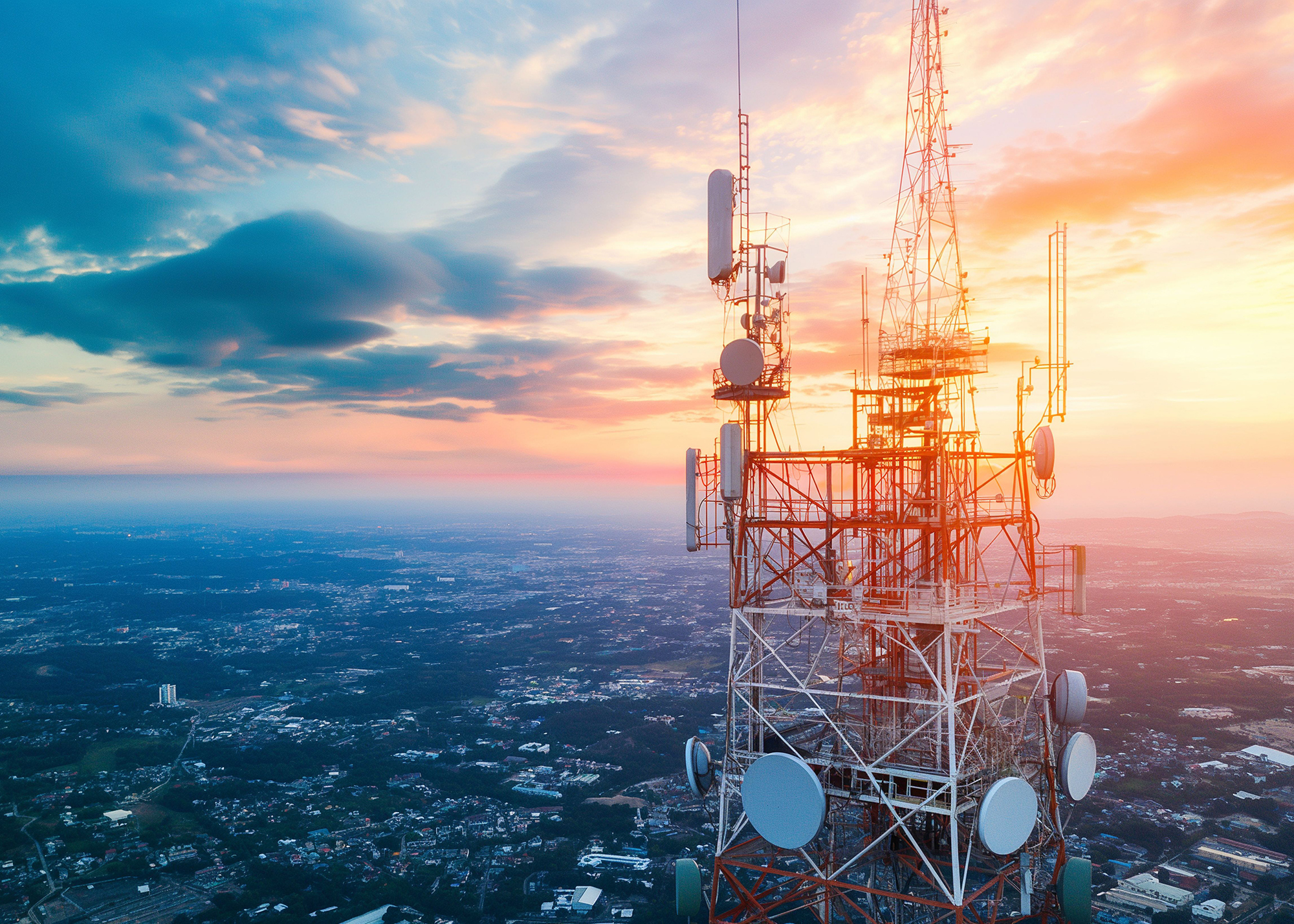 Antenna tower telecommunication phone base station with tv
